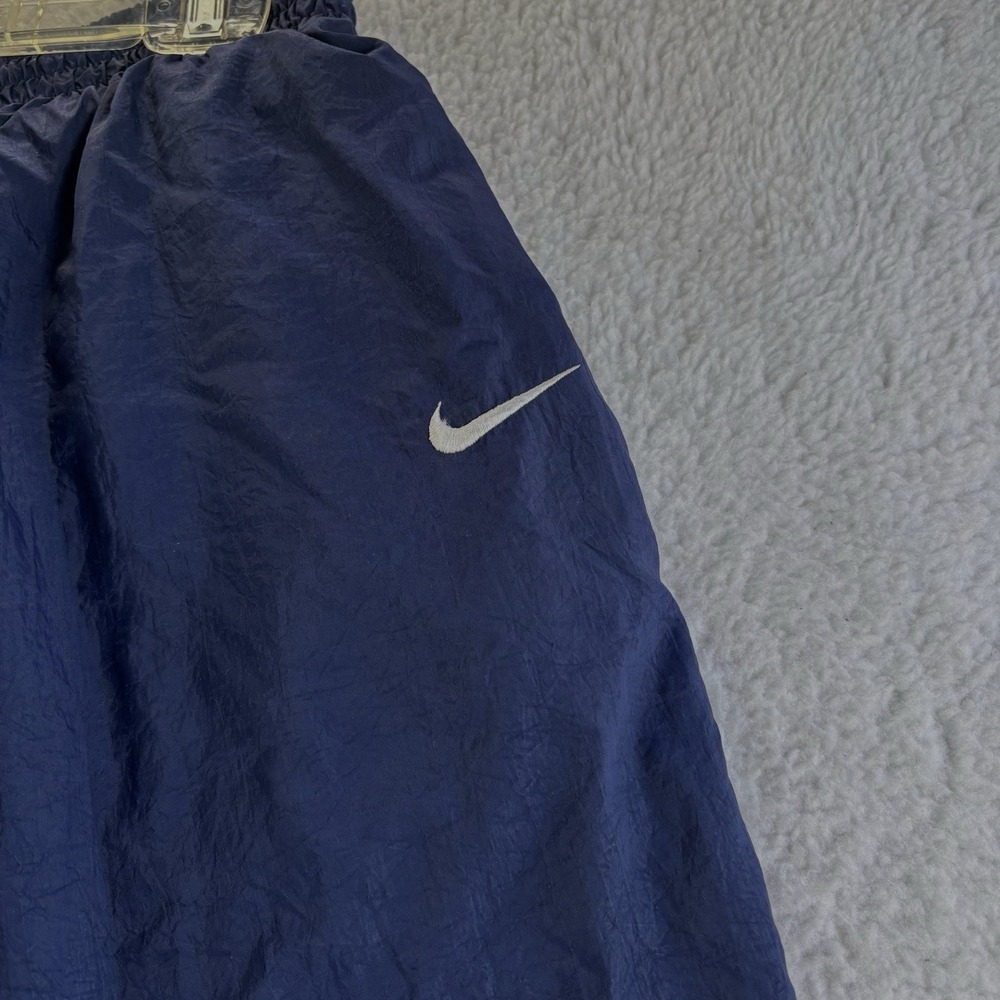 VTG Nike Navy Elastic Warm Up Joggers Size XL Zipper Ankle Lined Logo